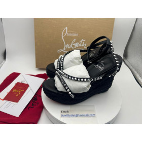 Christian Louboutin Malfadina Zeppa Sandals 120mm Calf Leather Black