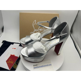Christian Louboutin Sandaloo 130 Mm Strappy Sandals Laminated Nappa Leather Silver