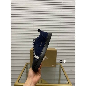 Christian Louboutin Louis Junior Sneakers Suede and Calfskin Blue Black