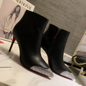 Christian Louboutin Calamijane Ankle Boots 100mm Calfskin Strass Black