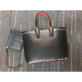 Christian Louboutin Cabata Black/Black Graffiti Calf Tote Bag