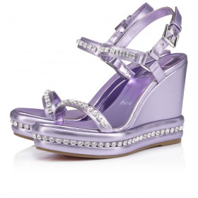Christian Louboutin Pyrastrass 110mm Espadrilles Iridescent Nappa Leather Strass Parme