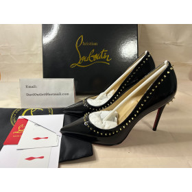 Christian Louboutin Anjalina Spike Pump Studded Black Patent Leather