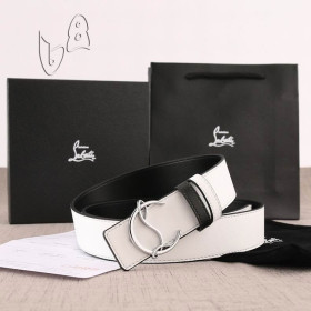 Christian Louboutin Belt 35mm Havane/bk/antic White Leather