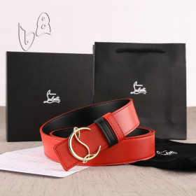 Christian Louboutin Belt 35mm Havane/bk/antic Red Leather