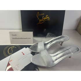 Christian Louboutin Just Nothing 60Mm Mules Tpu And Laminated Calf Leather Silver