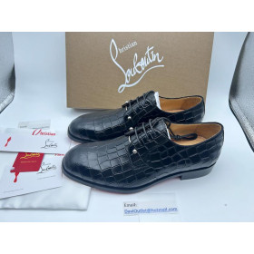 Christian Louboutin Chambeliss Derbies Alligator Embossed Calf Leather Black