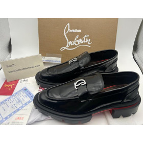 Christian Louboutin CL Moc Lug Men Loafers Calf Leather Black