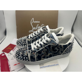 Christian Louboutin Seavaste 2 Sneakers "Wild Cat" Printed Calf Leather Multicolor