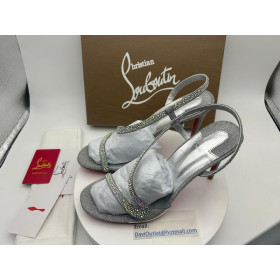 Christian Louboutin Rosalie Strass 100 Mm Sandals Suede And Strass Silver
