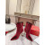 Christian Louboutin Lipbooty Ankle Boots 100mm Velvet Galata Red