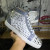 Christian Louboutin Lou Pik Pik High-top Sneakers Leather And Python White Gray
