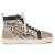 Christian Louboutin Lou Spikes High-Top Sneakers Veau Velours Patent Calf Leather Snake Printed And Spikes Saharienne