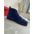 Christian Louboutin Lou Spikes High-top Sneakers Suede Navy Blue