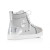 Christian Louboutin Lou Spikes Woman High-Top Sneakers Specchio Leather And Glittered Calf Leather Silver