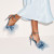 Christian Louboutin Loubipoupi 100 mm Strappy Sandals Denim and Feathers Blue