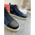 Christian Louboutin Louis High-Top Sneakers Calf Leather and Velvet Black Blue