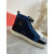 Christian Louboutin Louis High-Top Sneakers Calf Leather and Velvet Black Blue