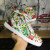 Christian Louboutin Louis Orlato Spikes Men Sneakers Crackled Calfskin Hawaii Print Multicolor