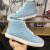 Christian Louboutin Louis Spikes High-Top Sneakers Calf Leather Light Blue