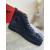 Christian Louboutin Louis Spikes High-top Sneakers Calf Leather Navy Blue