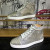 Christian Louboutin Louis Strass High-Top Sneakers Suede and Glitter Leather Silver