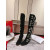 Christian Louboutin Morgan Fleur Knee High Boots Velvet with Crystals Black