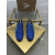 Christian Louboutin Spike Rhinestones Loafers Velvet Royal Blue