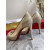 Christian Louboutin Very Strass Peep Toe Pumps 120mm Mesh and Leather Gold